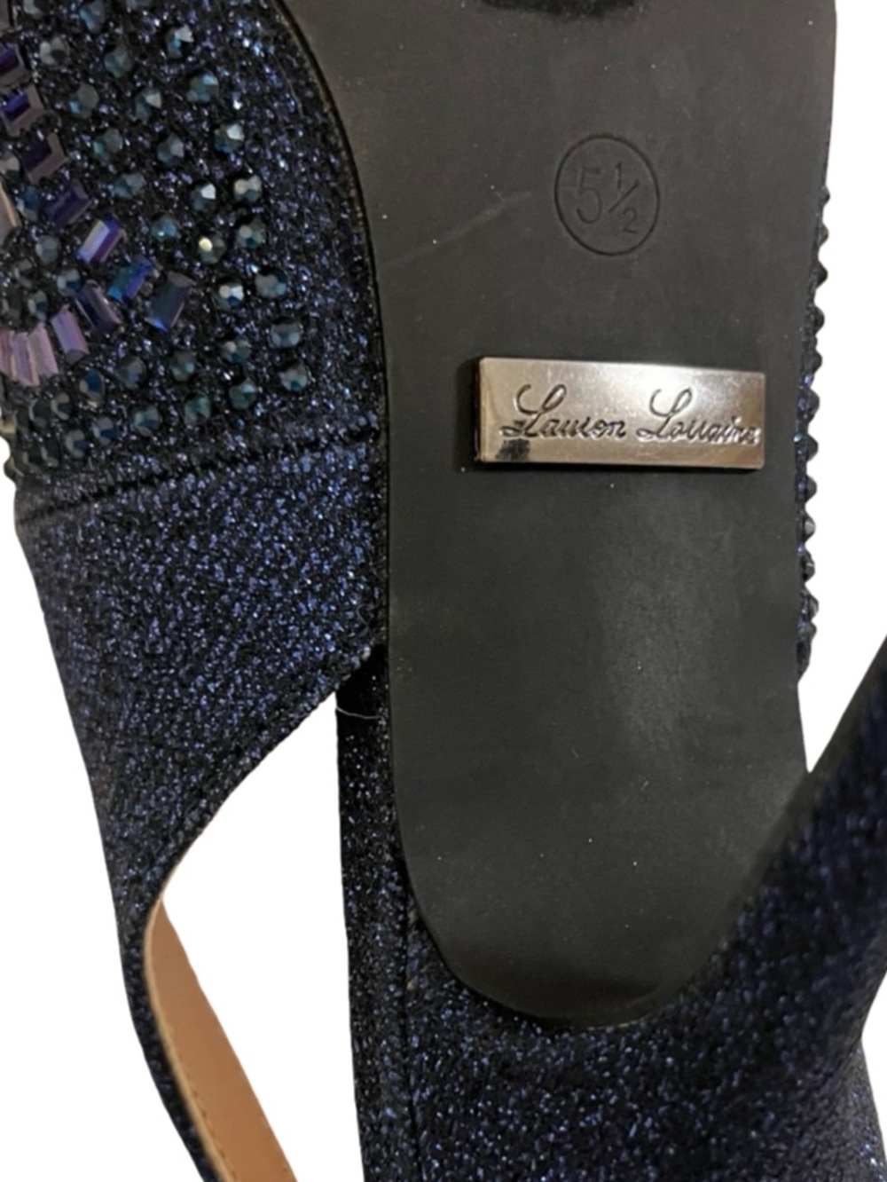 Lauren Lorraine Rachel Navy Rhinestone Slingback Pumps Women's Size 5.5 - Picture 6 of 6